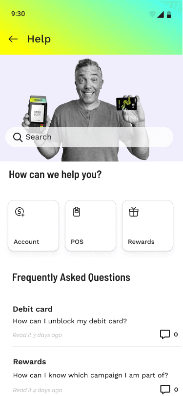 BEES Bank help center screen